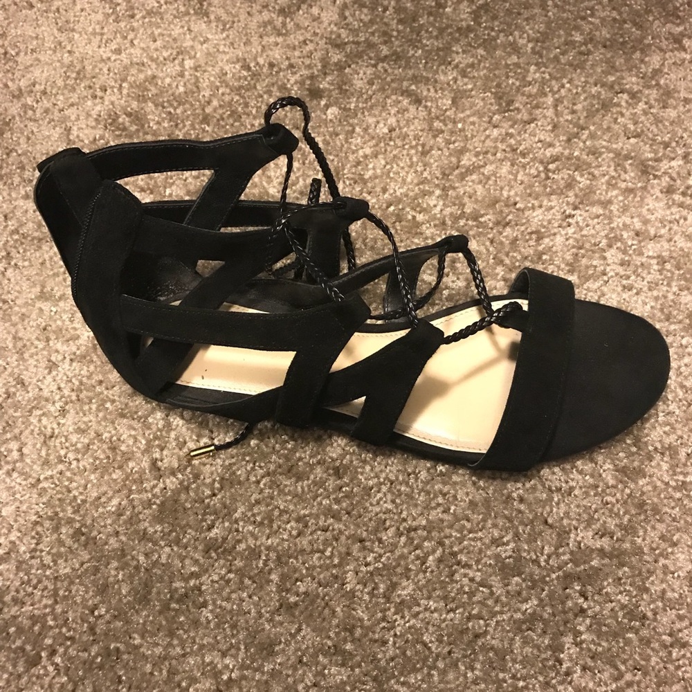 Black lace up sandals - only worn once!